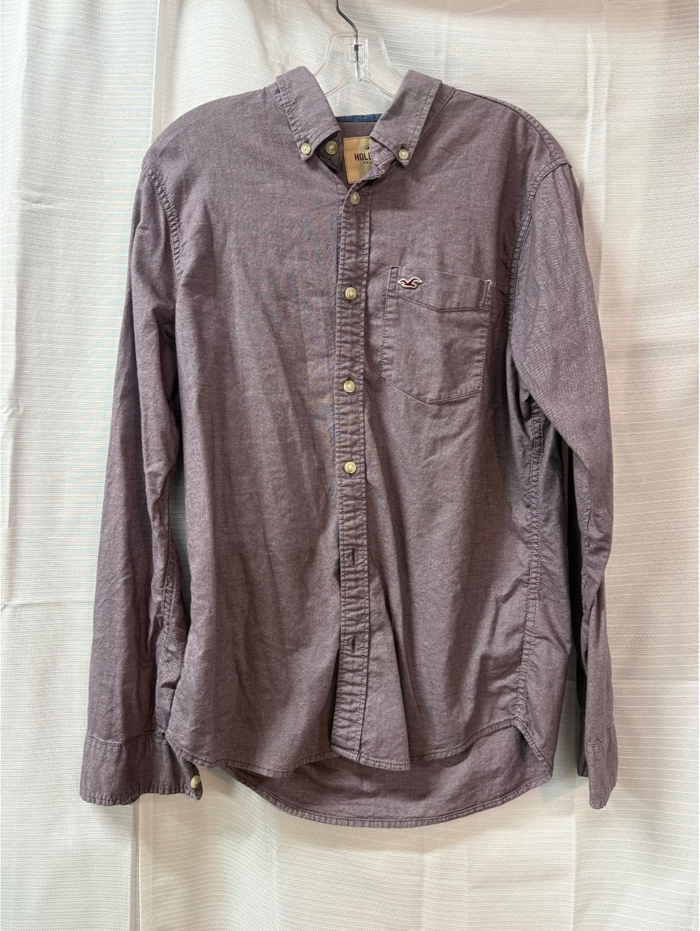 Hollister Stretch Button-Up Shirt Medium Purple